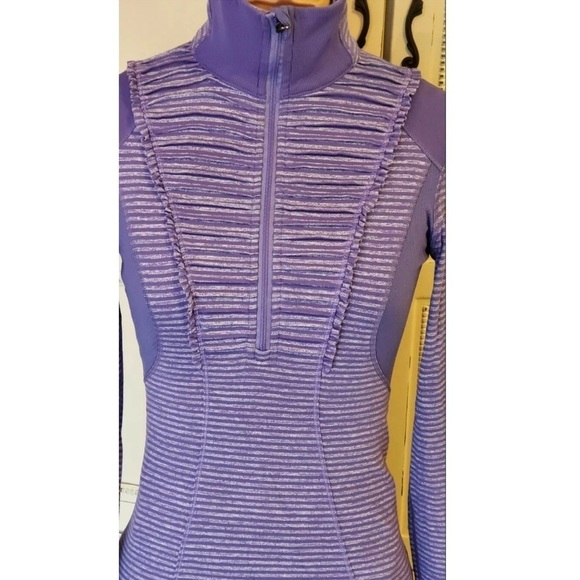 Lululemon half Zip Pullover Top 6 Heathered Persian Purple Stripe - Picture 4 of 10